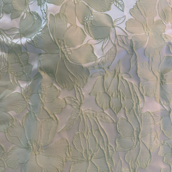 Lulus beyond amazing light green floral jacquard puff sleeve - Picture 2 of 5